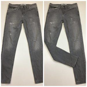 ZARA Denim Light Gray Zip Pocket Distressed Slim Fit Skinny Jeans